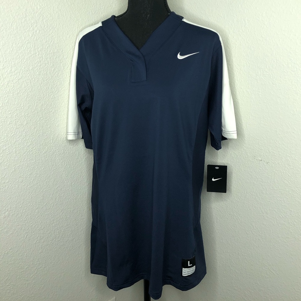 Nike drifit navy and white top